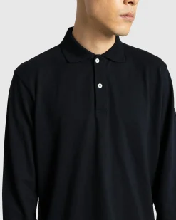 Cheap Meta Campania Collective Frank Long-Sleeve Jersey Cotton Piquet Polo black
