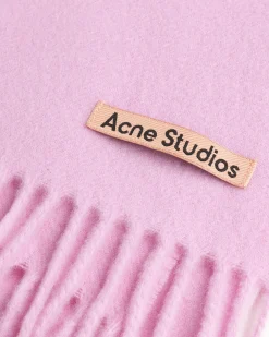 Best Sale Acne Studios Fringe Wool Scarf Cotton Candy Pink cottoncandypink