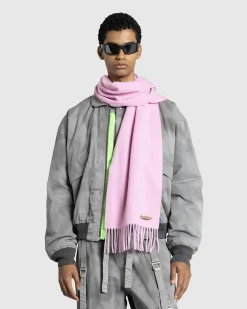 Best Sale Acne Studios Fringe Wool Scarf Cotton Candy Pink cottoncandypink