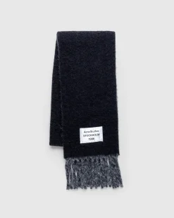 Sale Acne Studios Fringed Scarf black/grey
