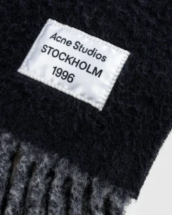 Sale Acne Studios Fringed Scarf black/grey