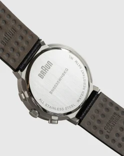 Best Sale BRAUN Gents BN0035 Classic Chronograph Watch Leather Strap black