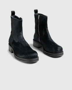 Outlet Acne Studios Hairy Leather Boots black