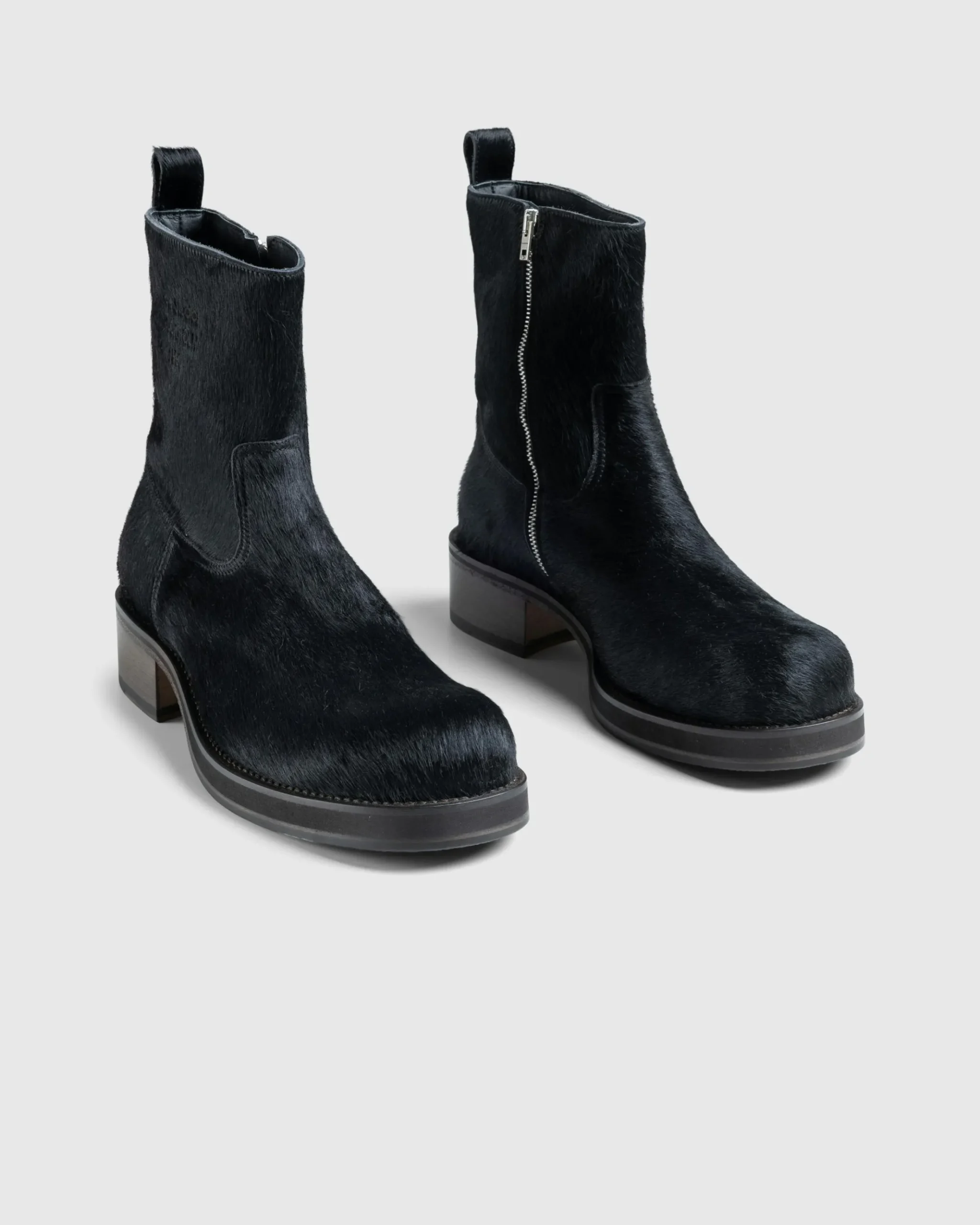 Outlet Acne Studios Hairy Leather Boots black