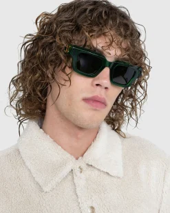 Sale Bottega Veneta Hinge Acetate Square Sunglasses green