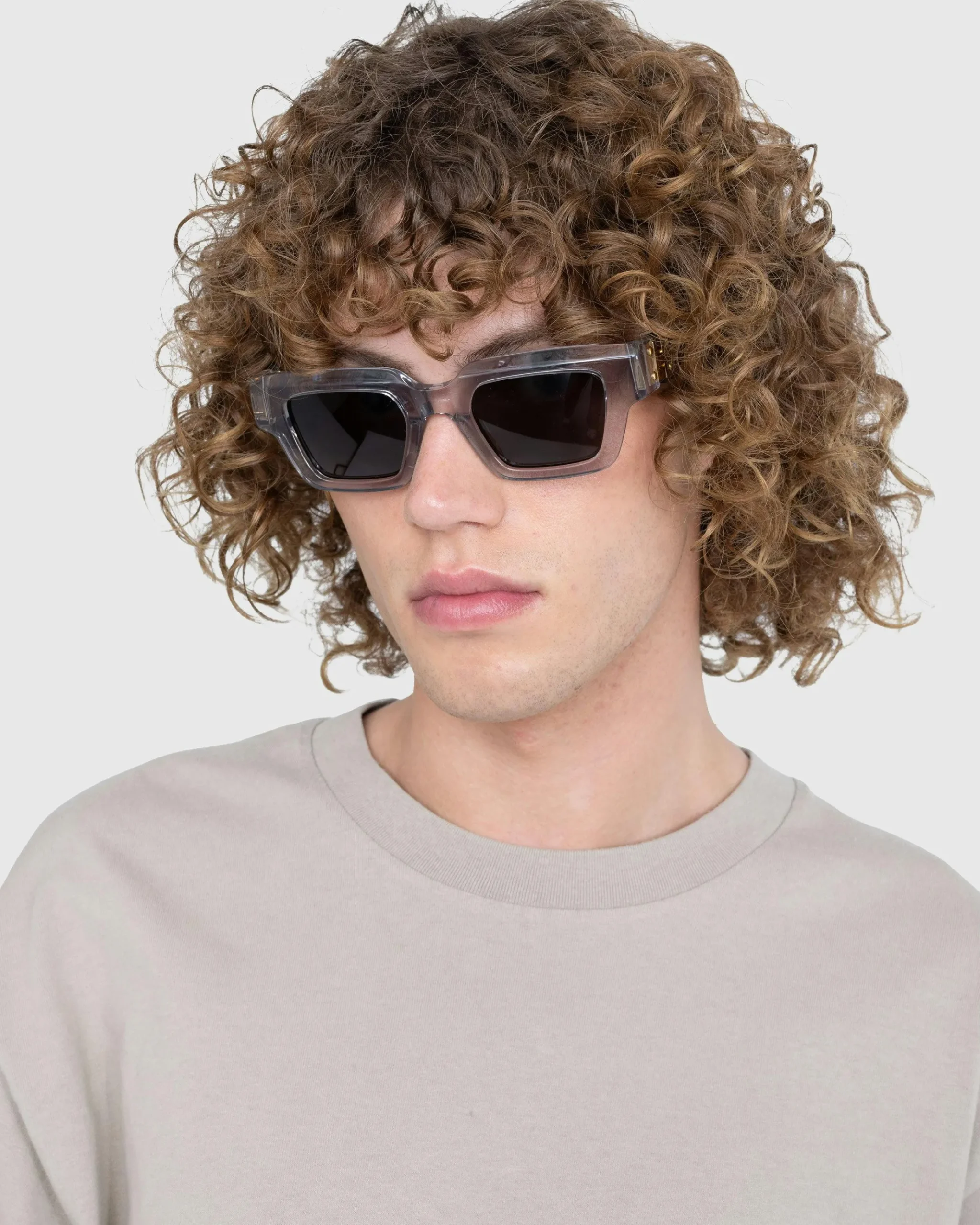 Store Bottega Veneta Hinge Acetate Square Sunglasses crystal