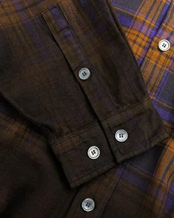 Discount Acne Studios Hooded Button-Up Shirt purple/brown