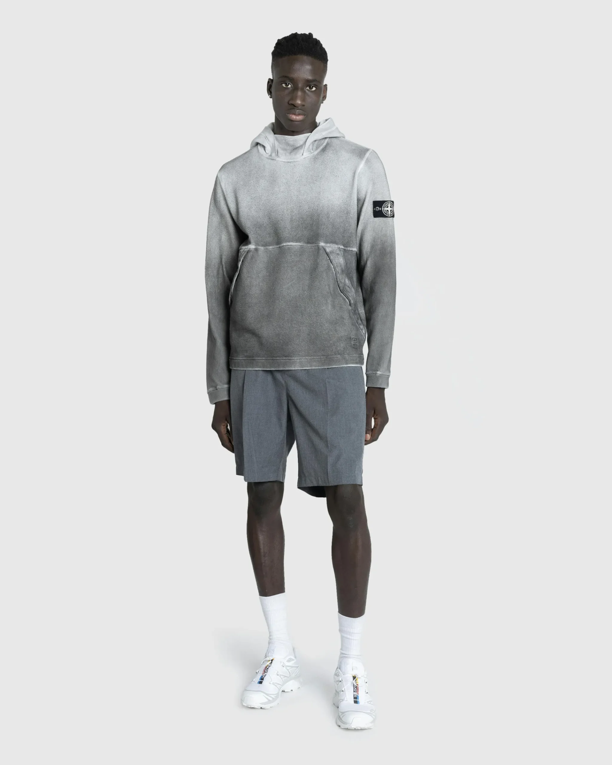 Hot Stone Island Hooded Sweatshirt Lead Grey leadgrey