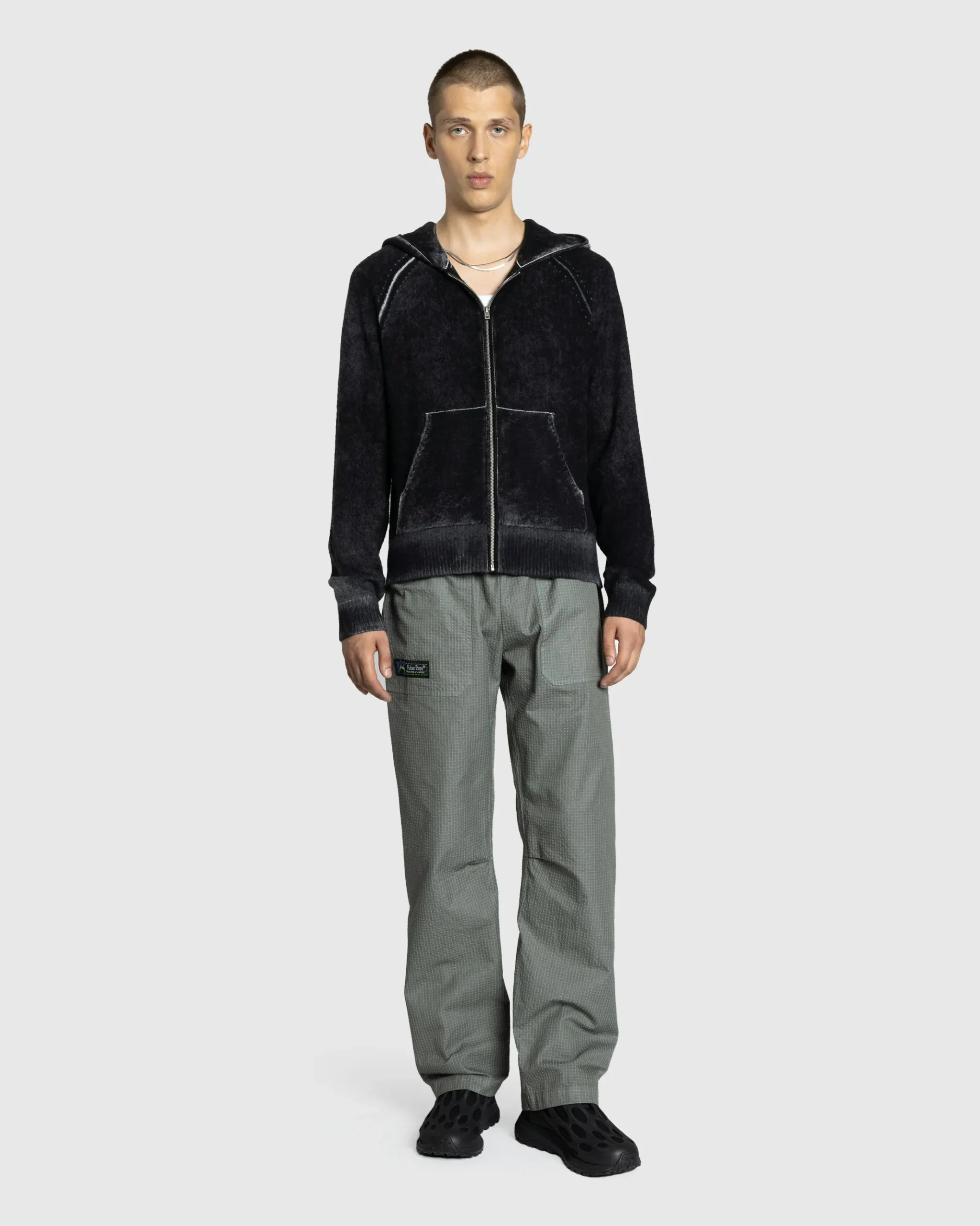 Cheap Acne Studios Hooded Zipper Sweater black