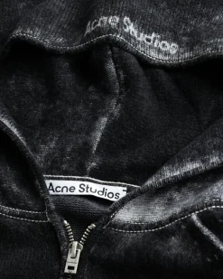 Cheap Acne Studios Hooded Zipper Sweater black