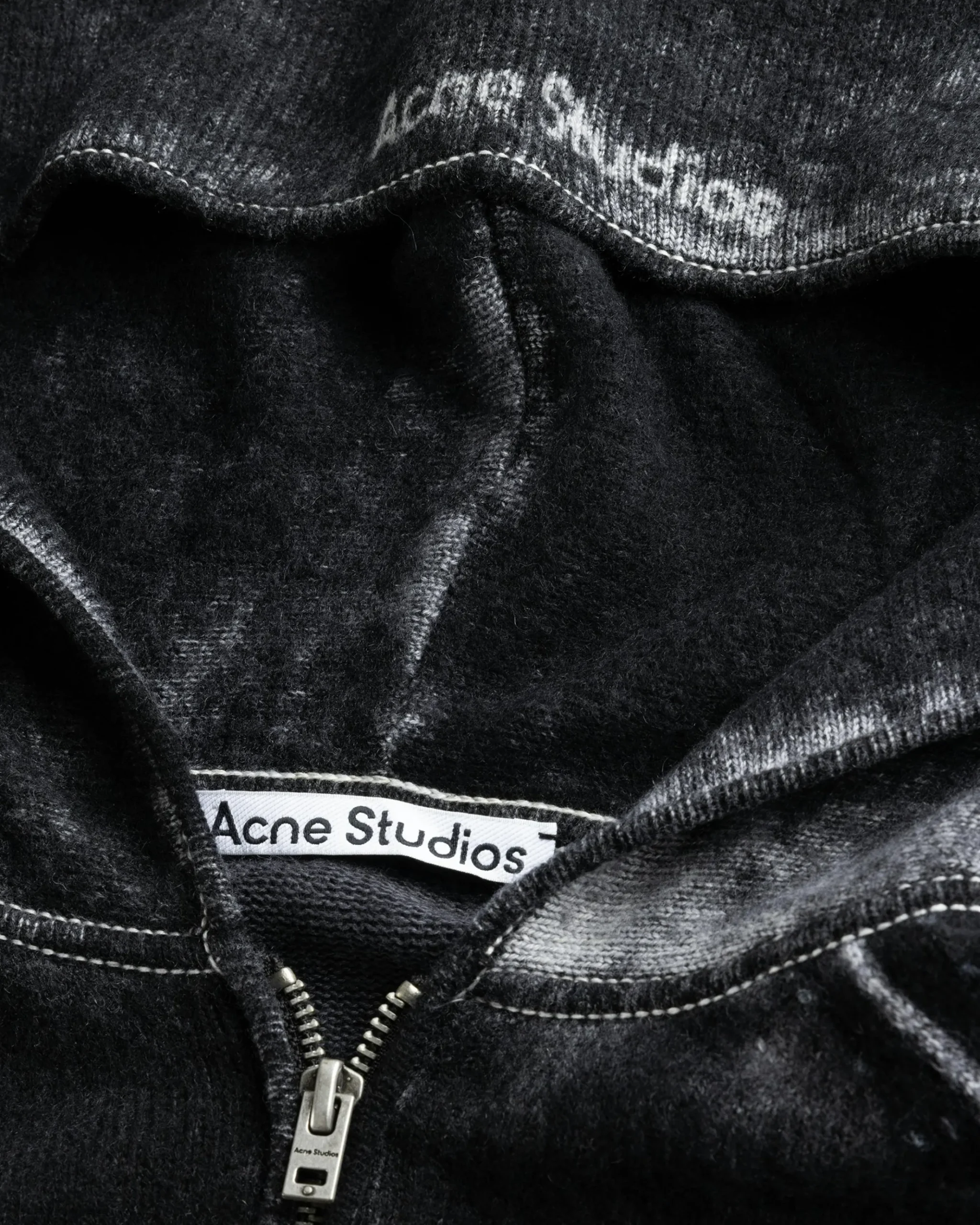 Cheap Acne Studios Hooded Zipper Sweater black