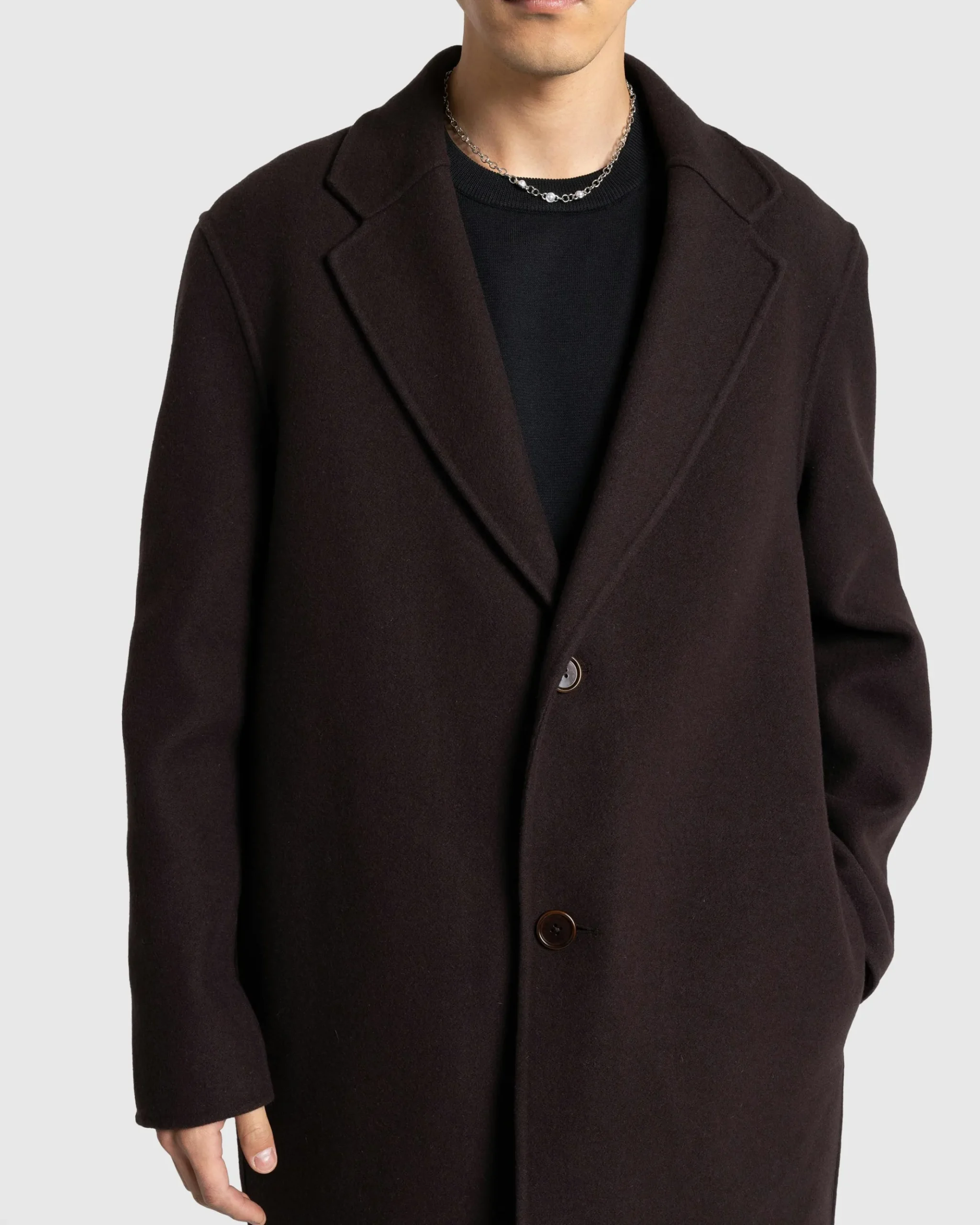Sale Meta Campania Collective Hugo Long Wool Coat Dark Chocolate Brown darkchocolatebrown