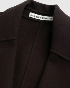 Sale Meta Campania Collective Hugo Long Wool Coat Dark Chocolate Brown darkchocolatebrown