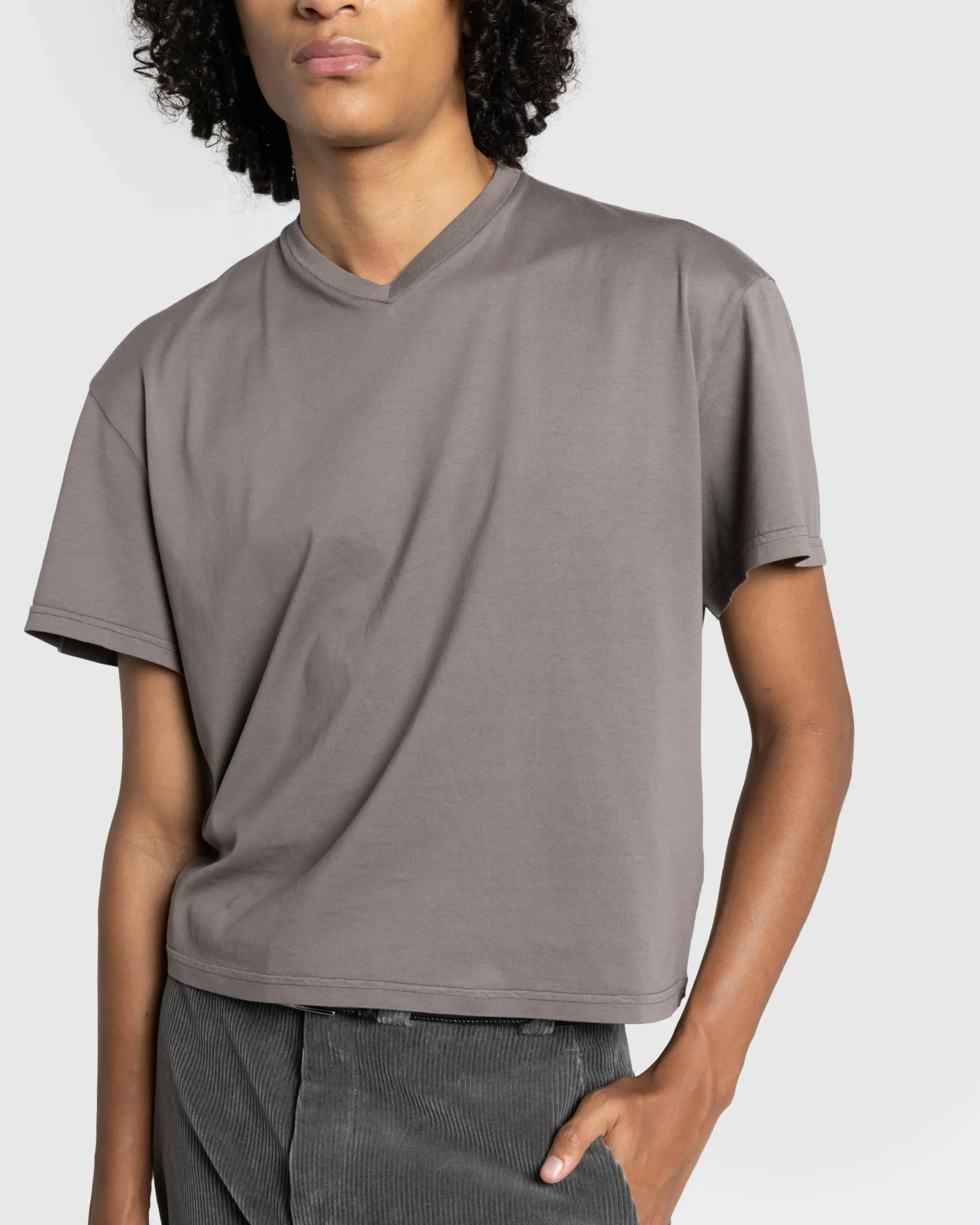Discount Rier Jersey Cotton V-Neck T-Shirt Castlerock brown