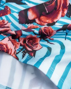 Discount Jean Paul Gaultier Jersey Long-Sleeve Top Printed Flower Body Morphing blue/red/white