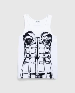 Shop Jean Paul Gaultier Jersey Top Printed Cage Trompe L'Œil white/black