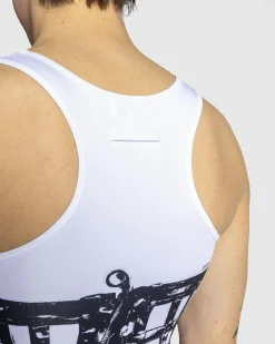 Shop Jean Paul Gaultier Jersey Top Printed Cage Trompe L'Œil white/black