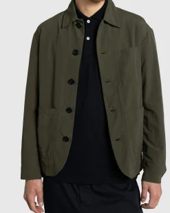 Cheap Meta Campania Collective Julian Selflined Nylon Shirt Jacket Dark Khaki darkkhaki