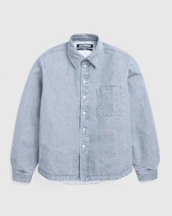 New JACQUEMUS La Chemise Boulanger grey/off-white
