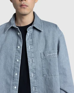 New JACQUEMUS La Chemise Boulanger grey/off-white