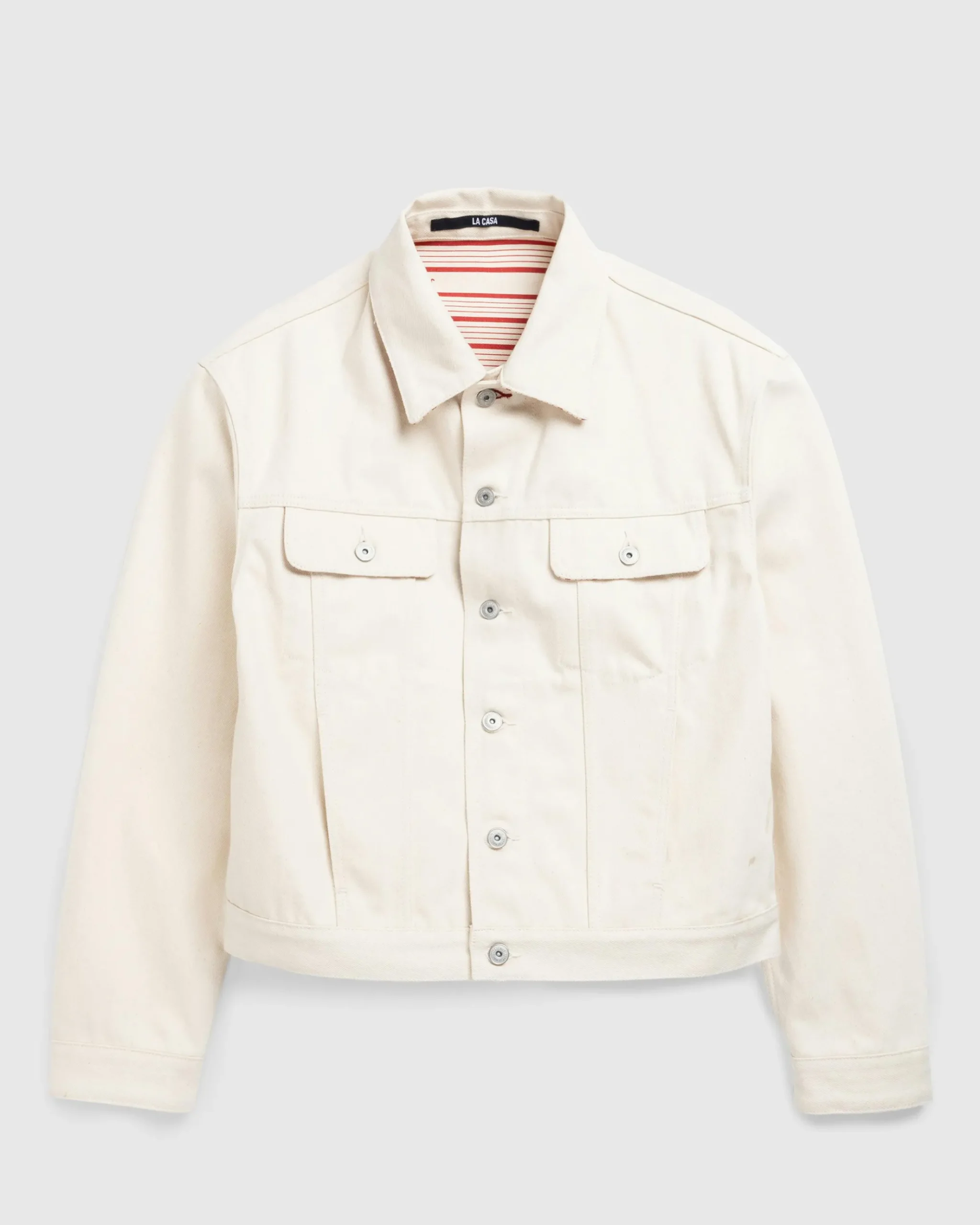 Fashion JACQUEMUS La Veste De-Nimes Off-White/Red Stripe off-white/redstripe