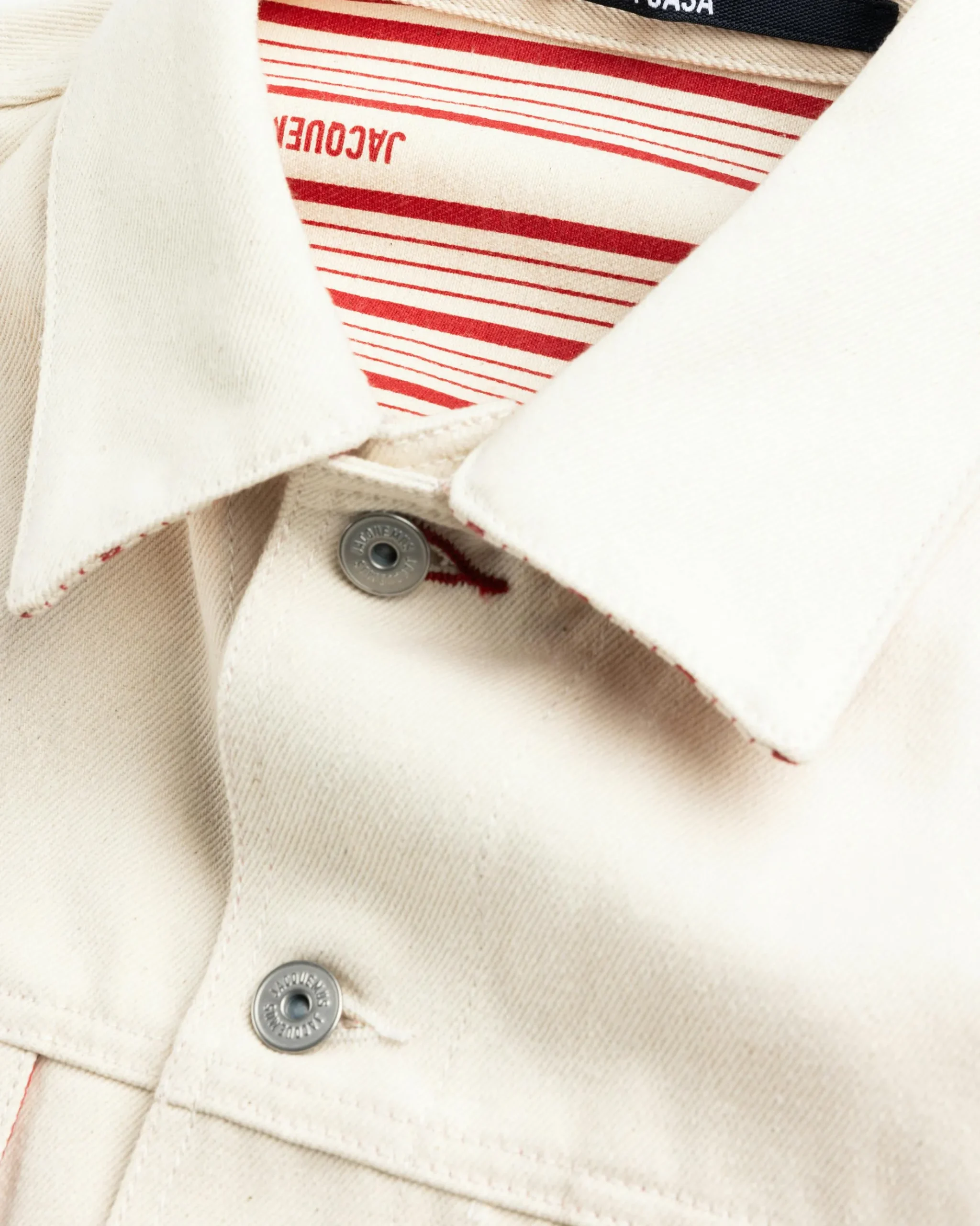 Fashion JACQUEMUS La Veste De-Nimes Off-White/Red Stripe off-white/redstripe