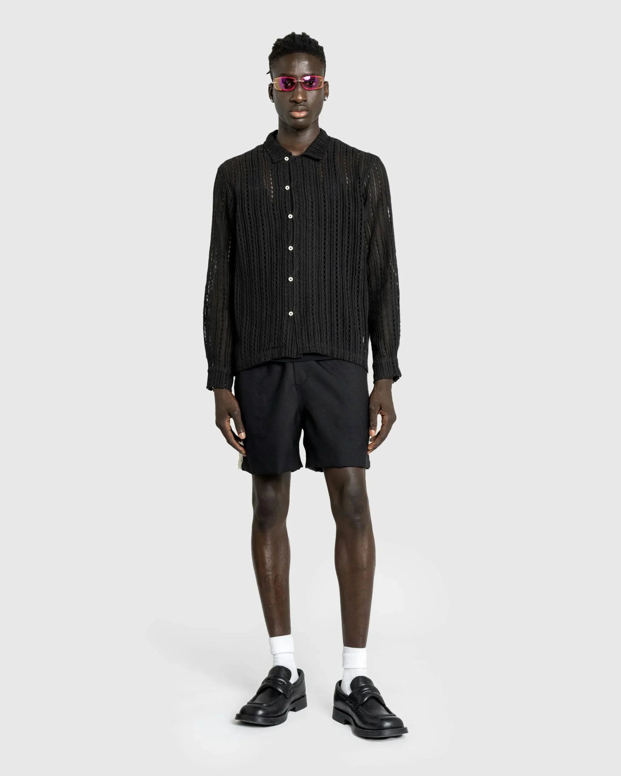 Cheap Bode Lacework Shorts black