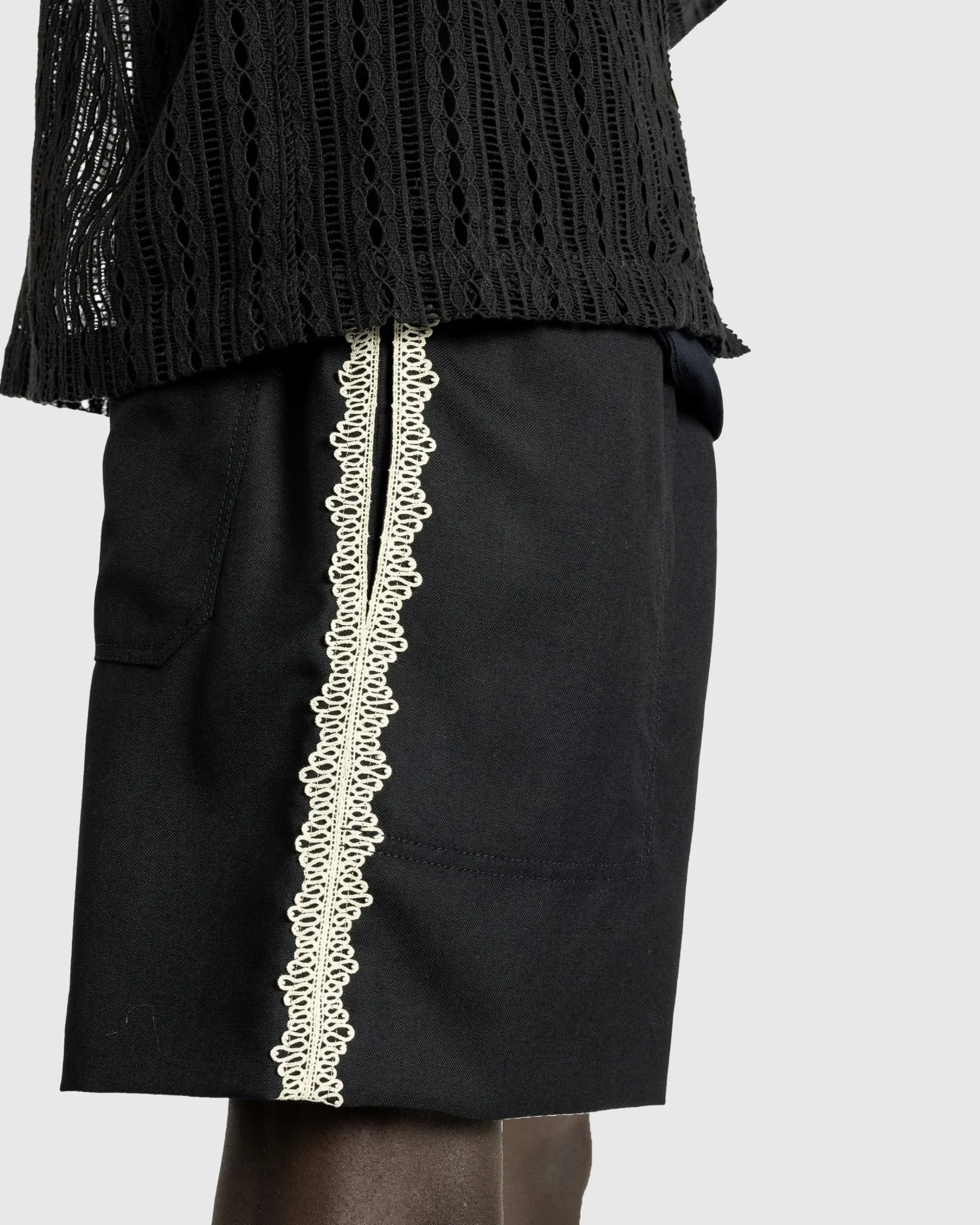 Cheap Bode Lacework Shorts black