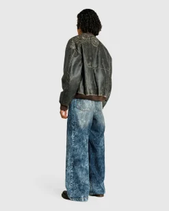 Cheap Acne Studios Leather Bomber Jacket black