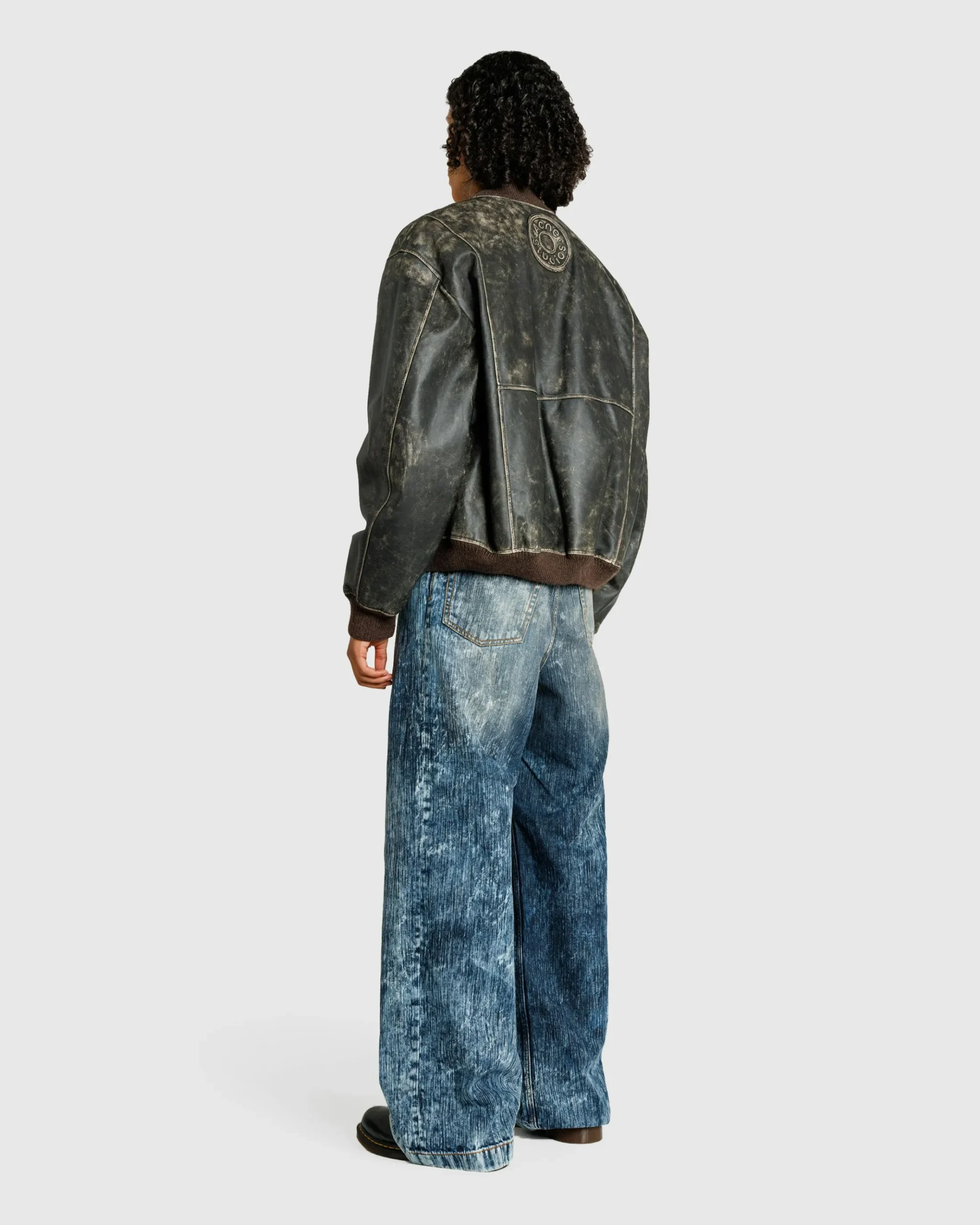 Cheap Acne Studios Leather Bomber Jacket black
