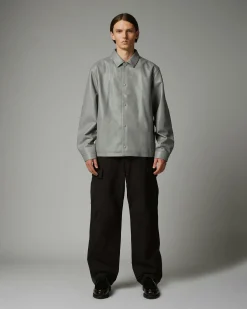 Best Sale Highsnobiety HS05 Leather Shirt Jacket Beige unavailable