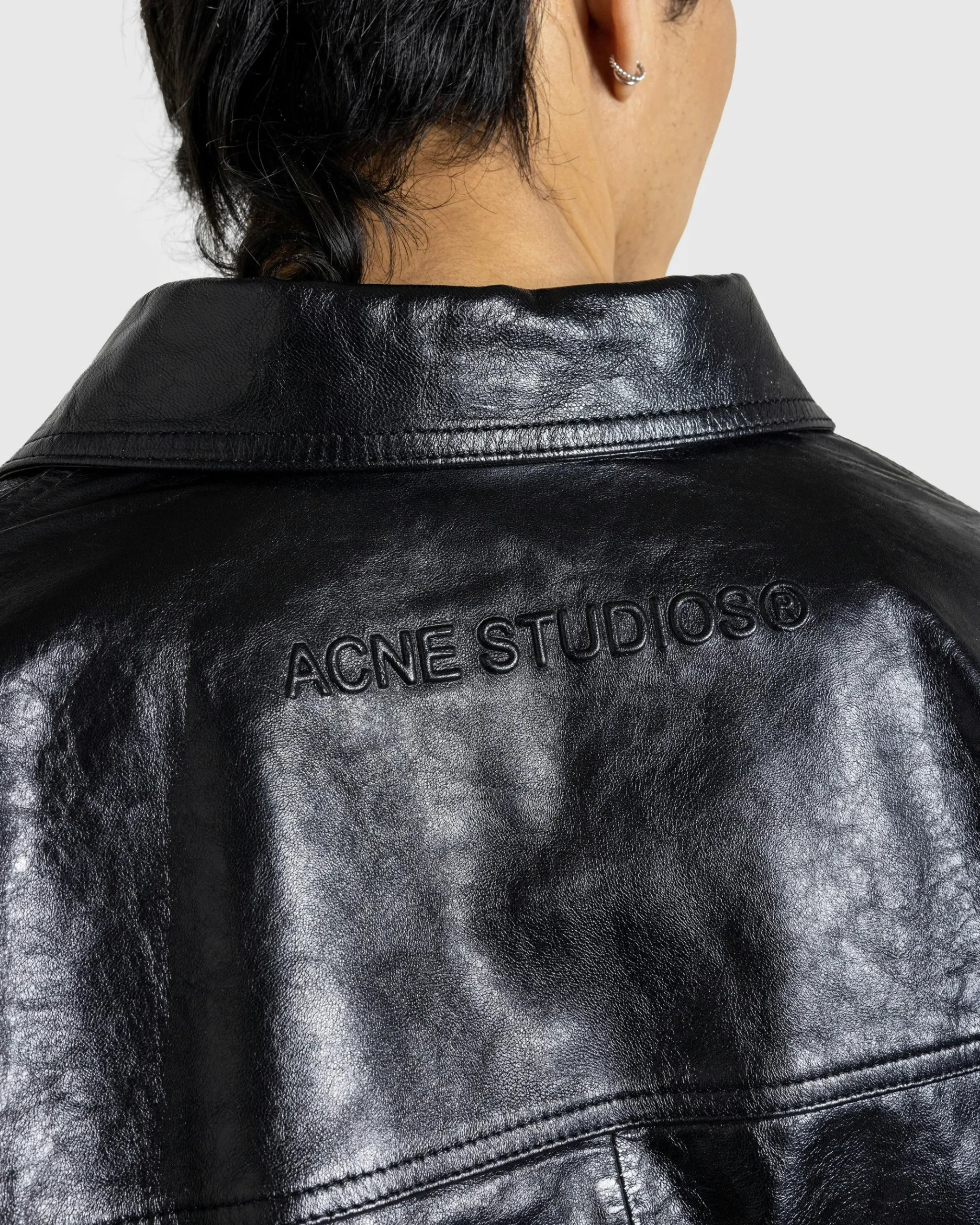 New Acne Studios Leather Shirt Jacket black