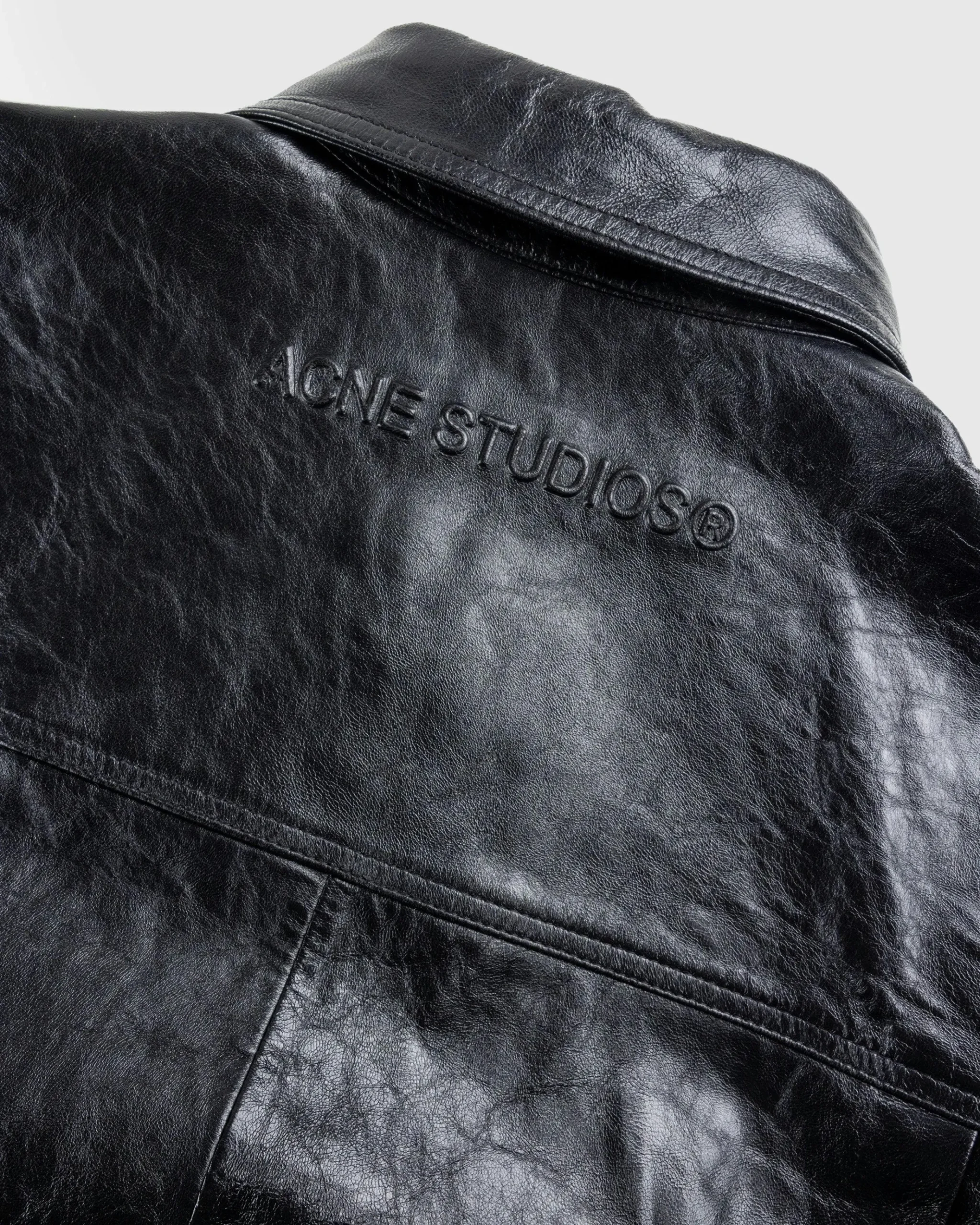 New Acne Studios Leather Shirt Jacket black