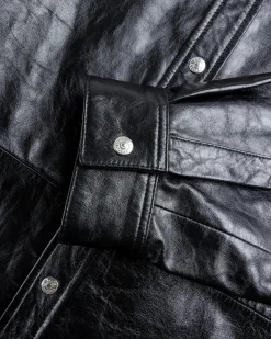 New Acne Studios Leather Shirt Jacket black