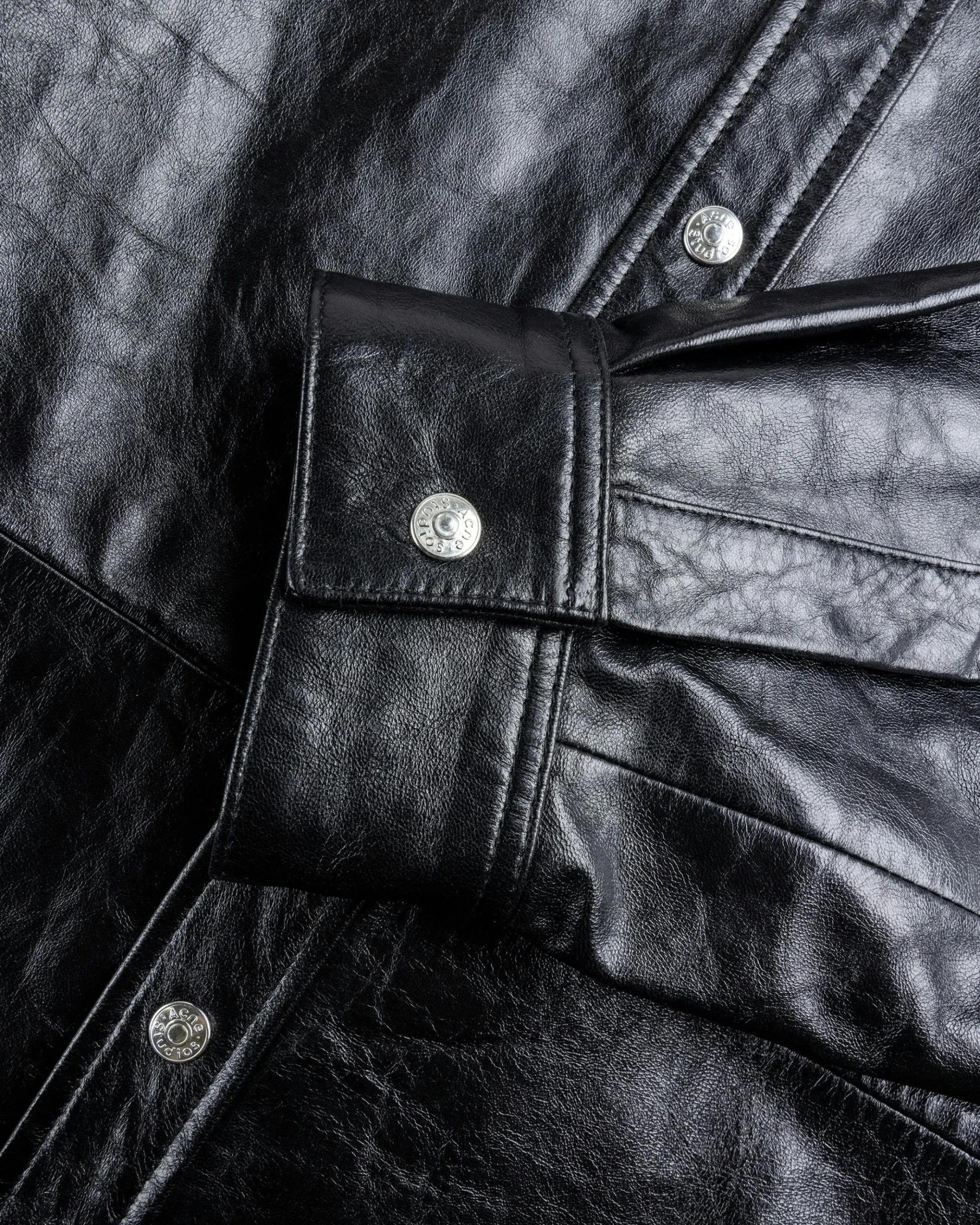 New Acne Studios Leather Shirt Jacket black