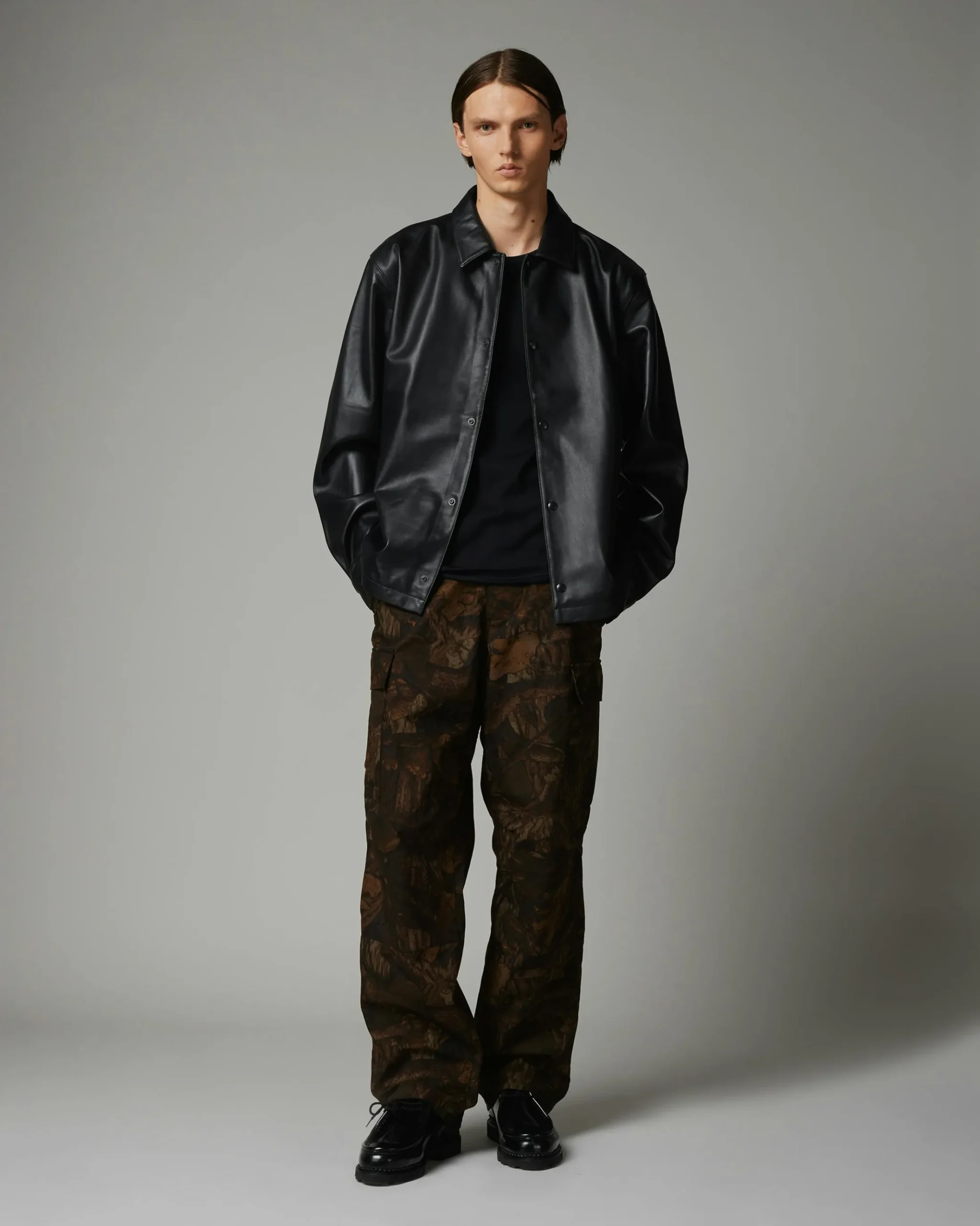 Shop Highsnobiety HS05 Leather Shirt Jacket black