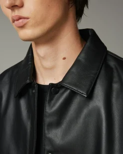 Shop Highsnobiety HS05 Leather Shirt Jacket black
