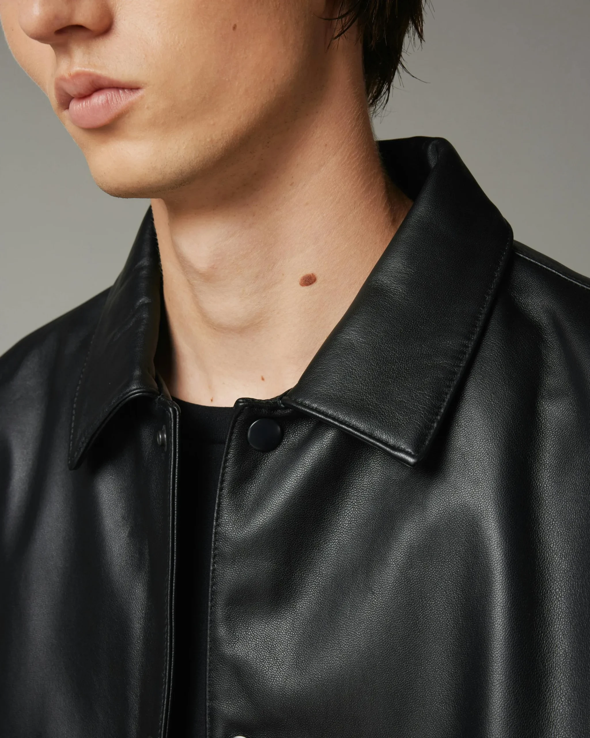 Shop Highsnobiety HS05 Leather Shirt Jacket black