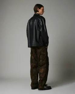 Shop Highsnobiety HS05 Leather Shirt Jacket black
