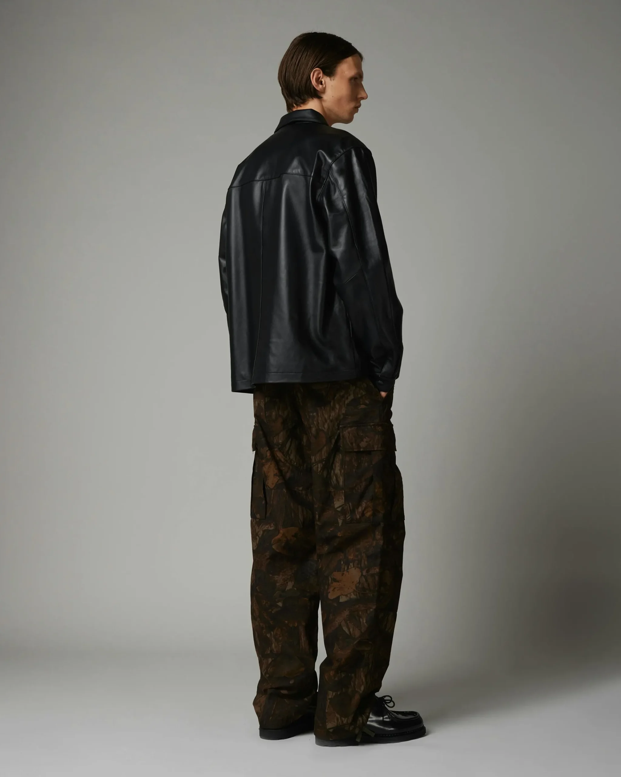 Shop Highsnobiety HS05 Leather Shirt Jacket black