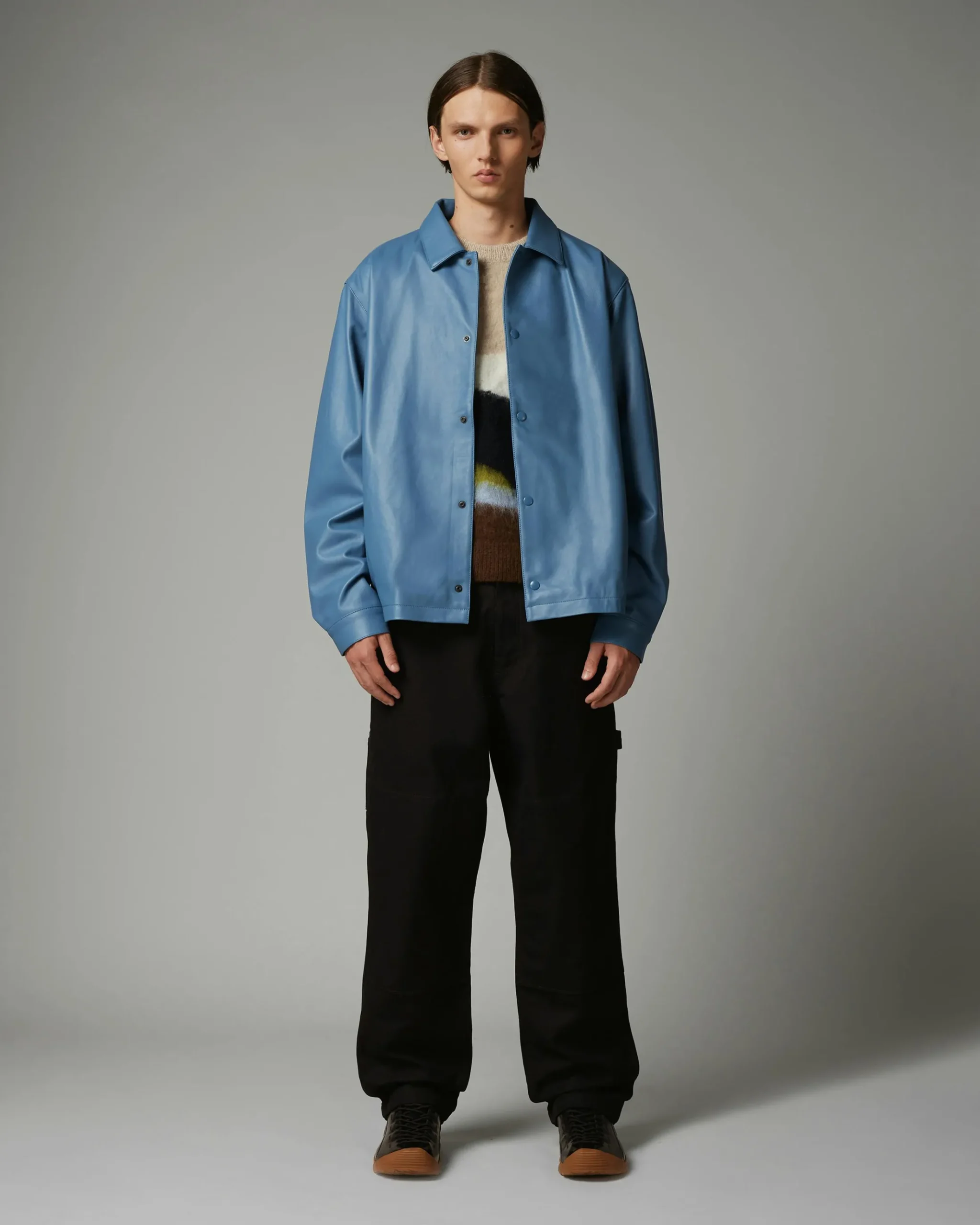 New Highsnobiety HS05 Leather Shirt Jacket Blue unavailable