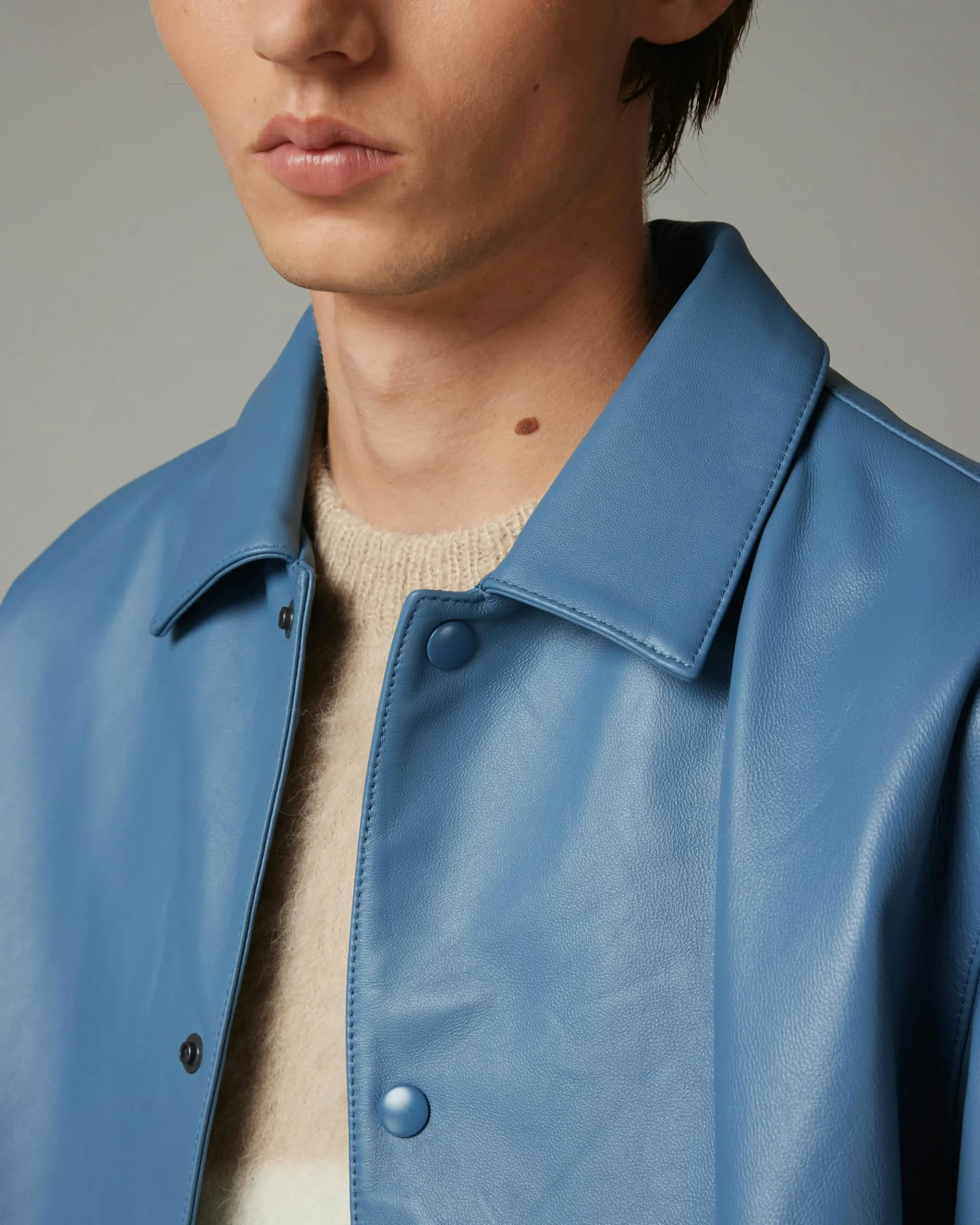 New Highsnobiety HS05 Leather Shirt Jacket Blue unavailable