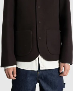 Flash Sale Meta Campania Collective Leon Collarless Jacket Dark Chocolate Brown darkchocolatebrown
