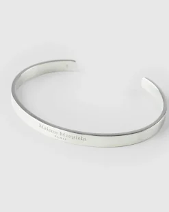 Clearance Maison Margiela Logo Cuff Bracelet Silver palladioburattato