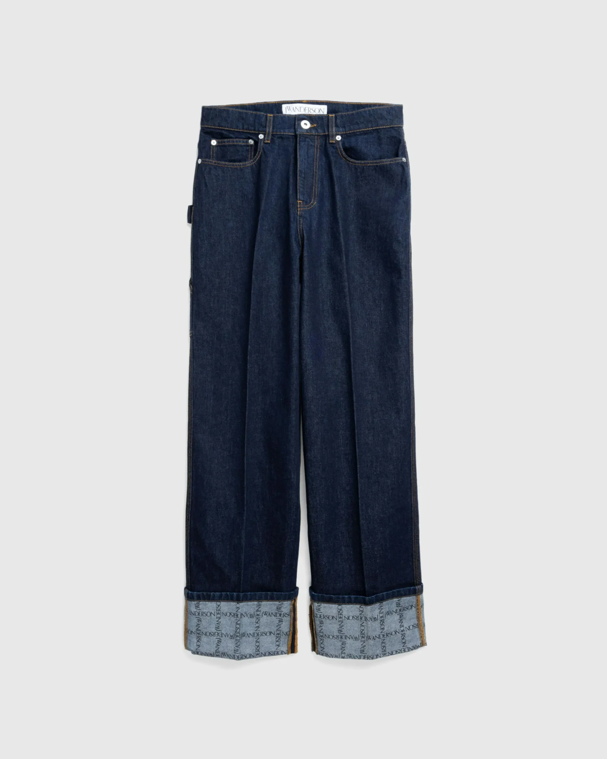 Hot J.W. Anderson Logo Grid Turn Up Workwear Jeans indigo