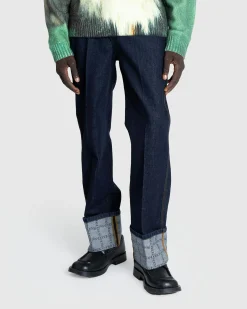 Hot J.W. Anderson Logo Grid Turn Up Workwear Jeans indigo