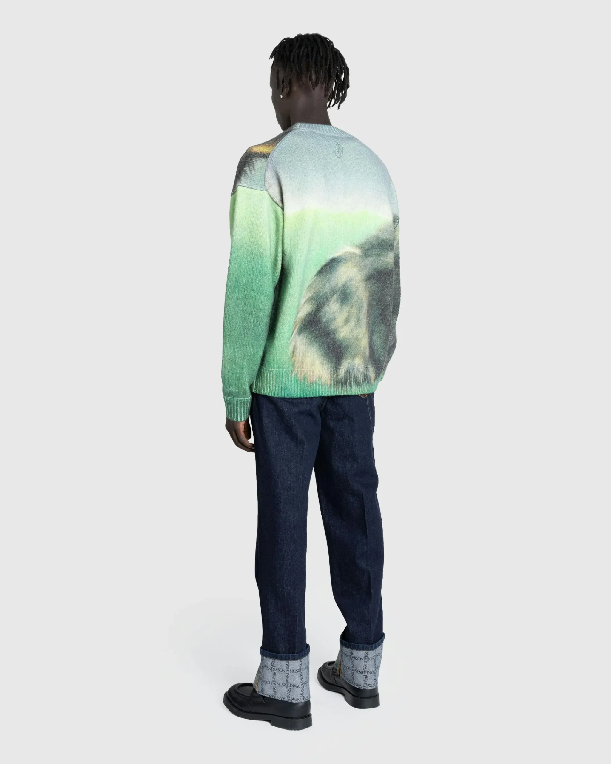 Hot J.W. Anderson Logo Grid Turn Up Workwear Jeans indigo