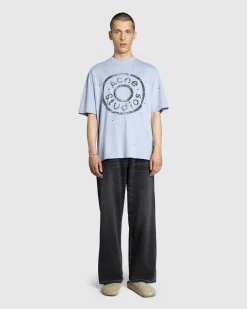 Sale Acne Studios Logo T-Shirt Blue Melange bluemelange