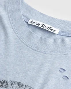 Sale Acne Studios Logo T-Shirt Blue Melange bluemelange