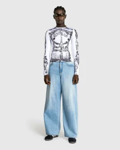 Flash Sale Jean Paul Gaultier Long-Sleeve Gaultier Paris Top white/black